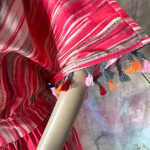 NWOT๐ Breezaya Tasseled Cuff Elastic Waistline Straight Wide Leg Jumpsuit - Picture 5 of 16